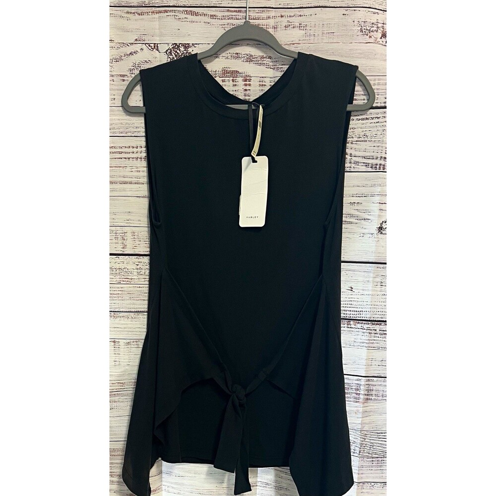 NWT Varley Anthropologie Napa Tie Waist Longerline Tank Top Black L Athleisure
